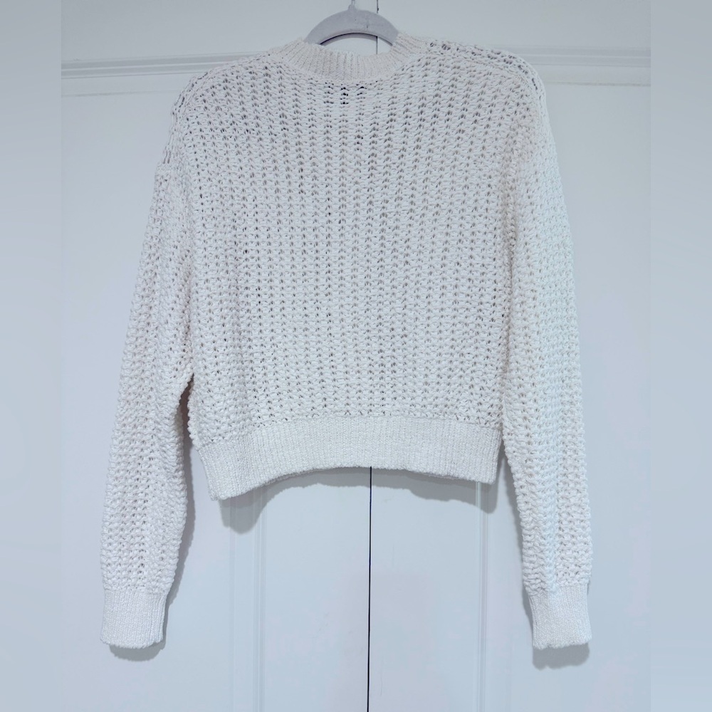 J. Crew White Cropped Cardigan Sweater NWOT SZ L - Picture 3 of 5